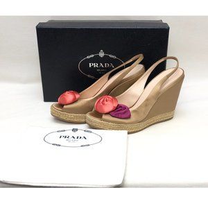 Prada Calzature Donna Satin Platform Wedge Sandal